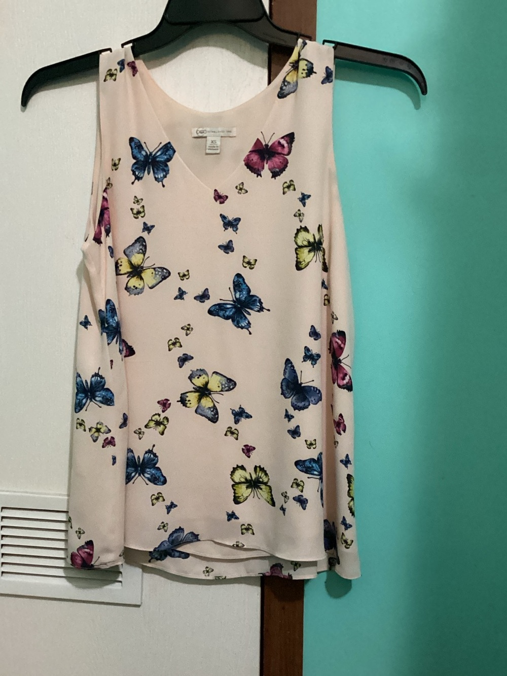 Cato Pink Butterfly Print V-Neck